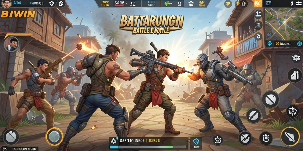 Gameplay seru di BIWIN dengan pemain bertarung di arena Battle Royale.
