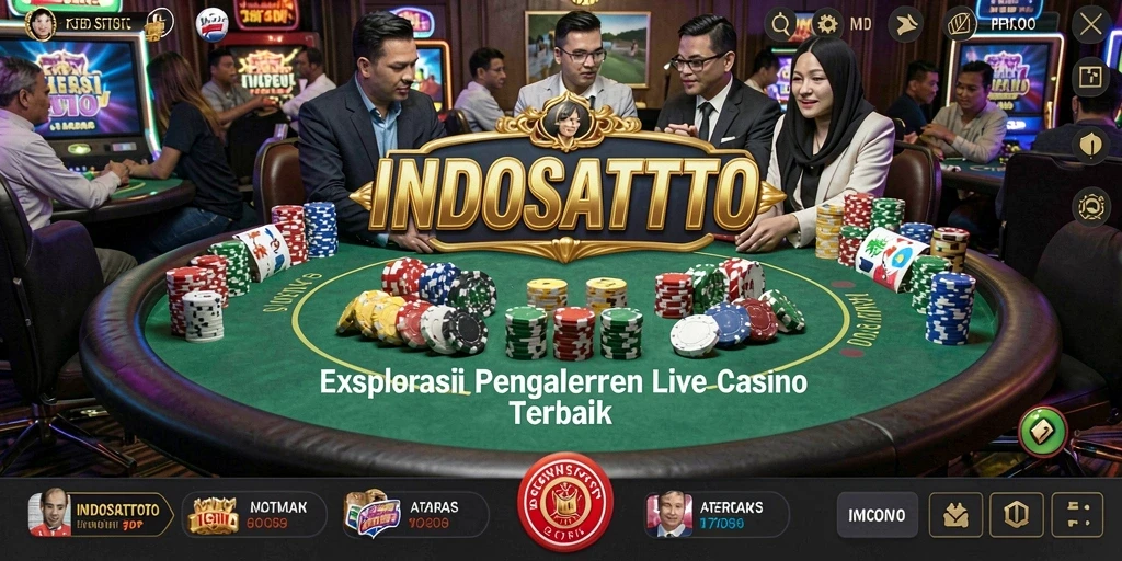 Screenshot gameplay <strong>INDOSATTOTO</strong> menampilkan suasana kasino langsung yang mendebarkan.