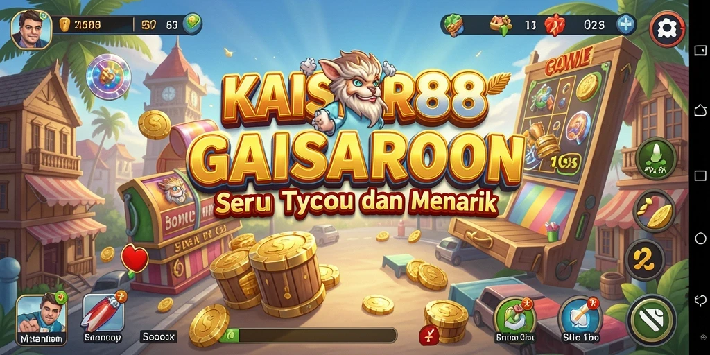 Tampilan gameplay KAISAR888 yang menampilkan keseruan membangun bisnis.