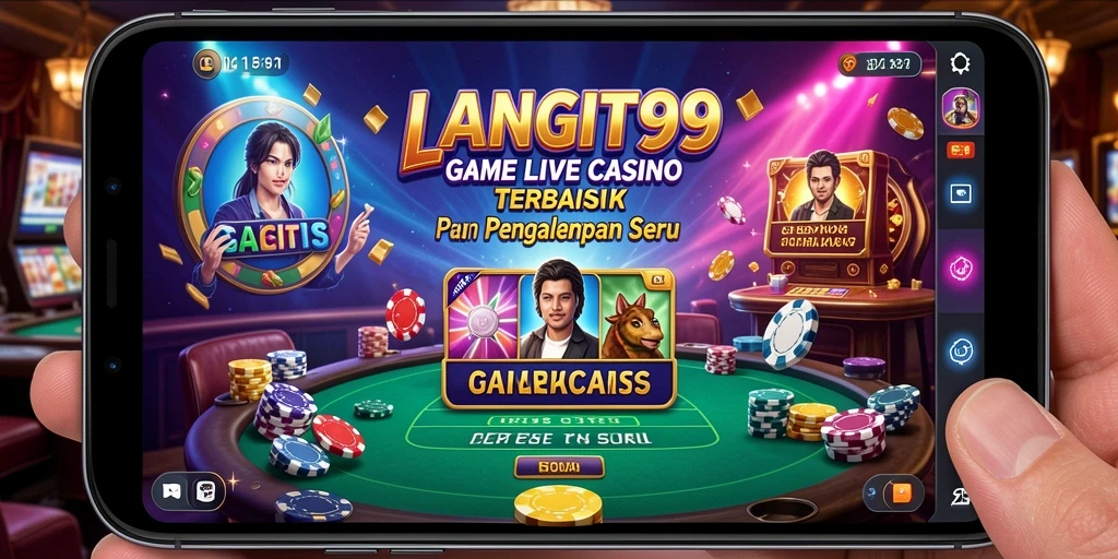 Tampilan gameplay LANGIT99 dengan dealer langsung dan berbagai permainan kasino.
