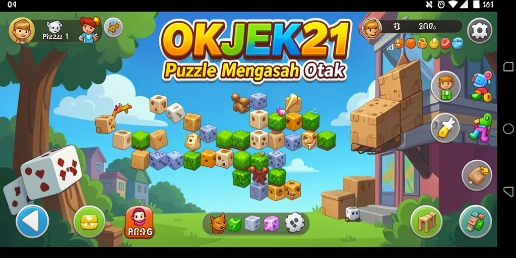 Tampilan gameplay seru di OKJEK21 dengan berbagai puzzle.