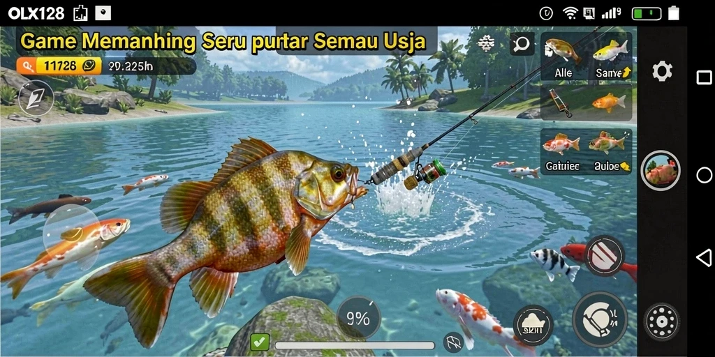 Gameplay menarik dalam OLX128 dengan aksi memancing yang seru.