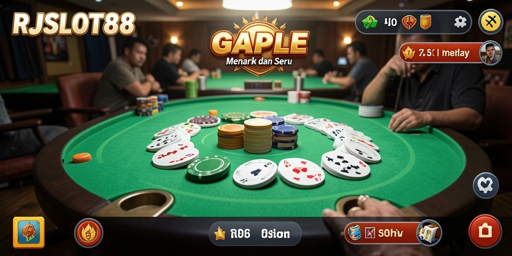 Tampilan gameplay Gaple yang seru dan interaktif di RJSLOT88.