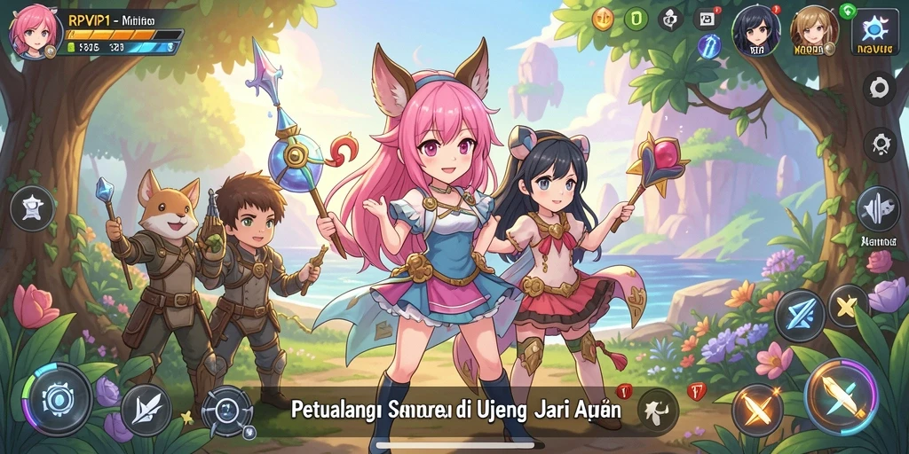 Tampilan gameplay RPVIP1 yang menawan dengan karakter Anime.