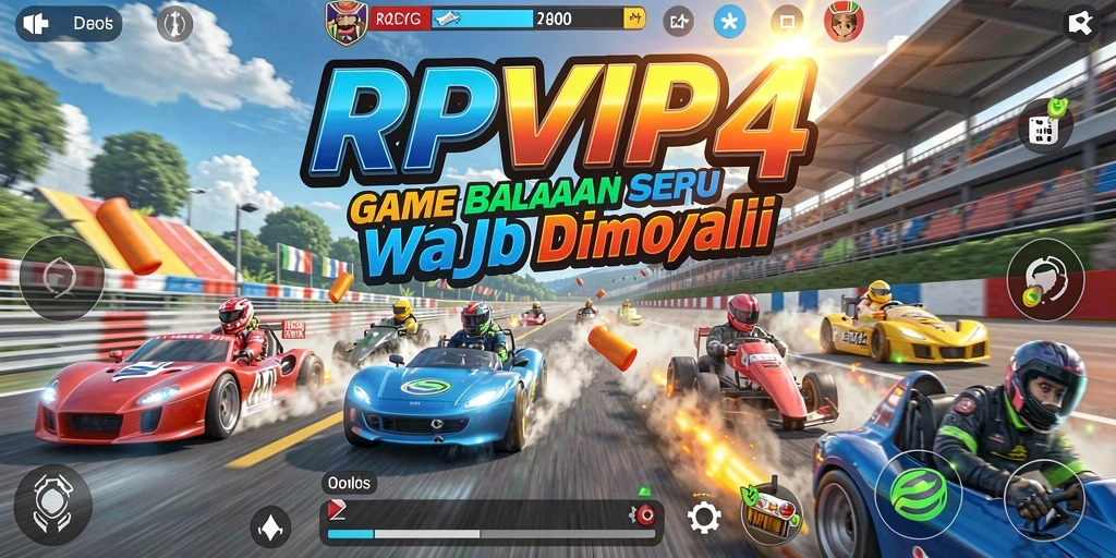 Gameplay RPVIP4 yang mendebarkan dengan mobil balap cepat.