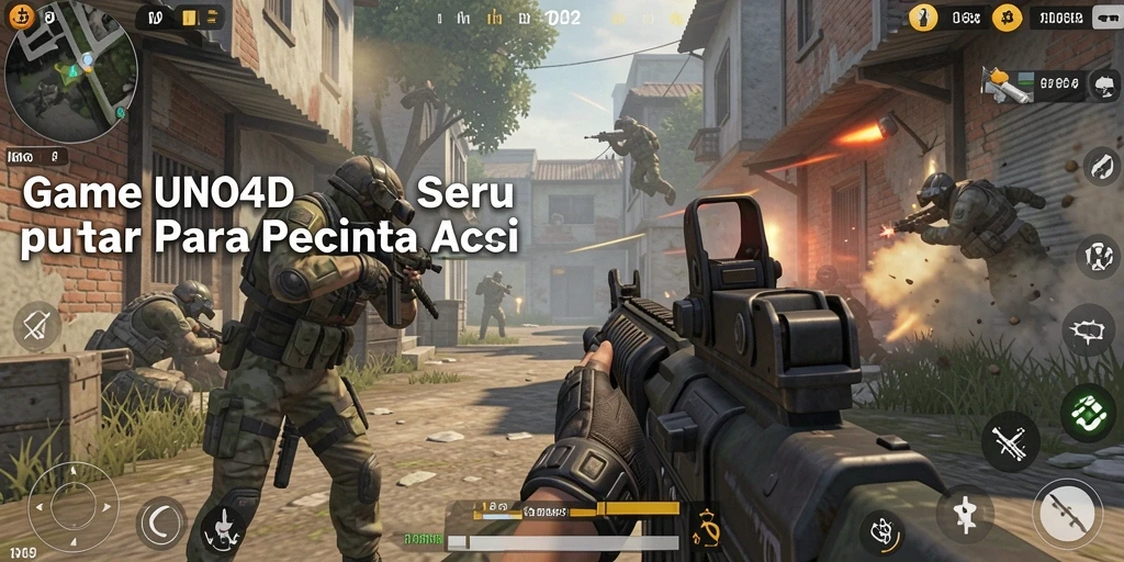 Tampilan gameplay UNO4D yang mendebarkan dengan aksi menembak intens.