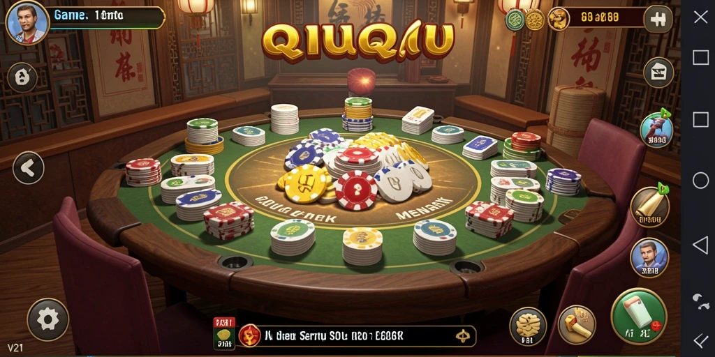 Gameplay seru QiuQiu di V21, penuh strategi dan kompetisi.